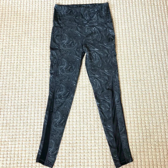 Better Sports Performance (BSP) Gray/Black Marbled Leggings w/Mesh Insert, Sz L - Picture 1 of 9